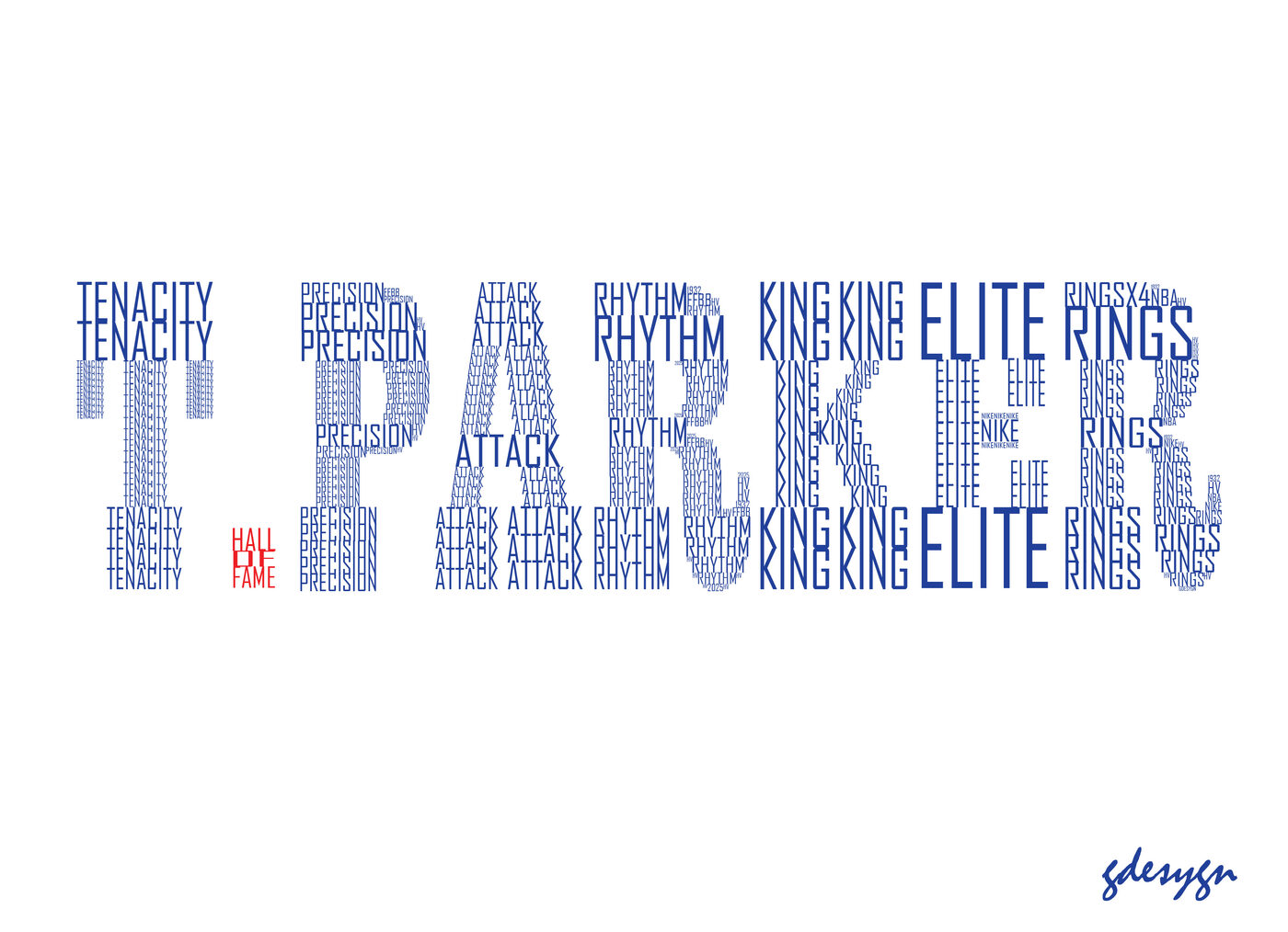 Tony Parker — portrait typographique Hall of Fame