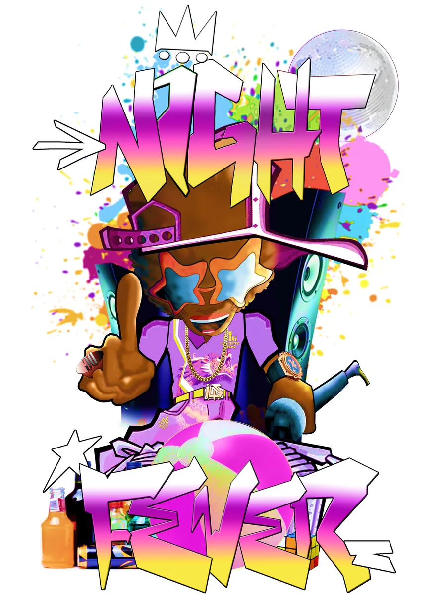 Night Fever, personnage et lettrage graffiti