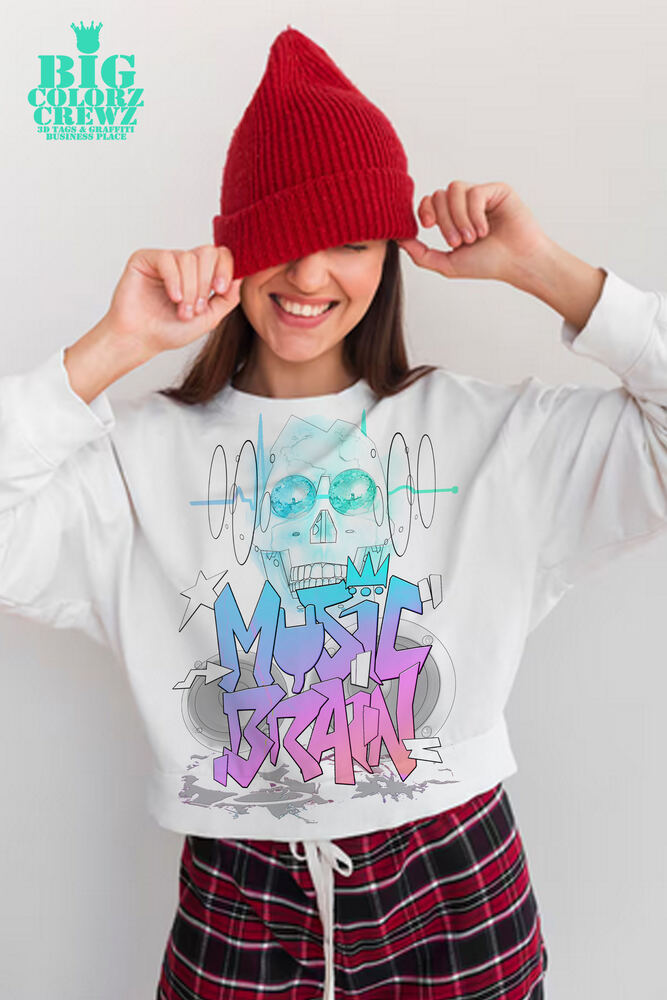 Mockup sweat — Music Brain, porté